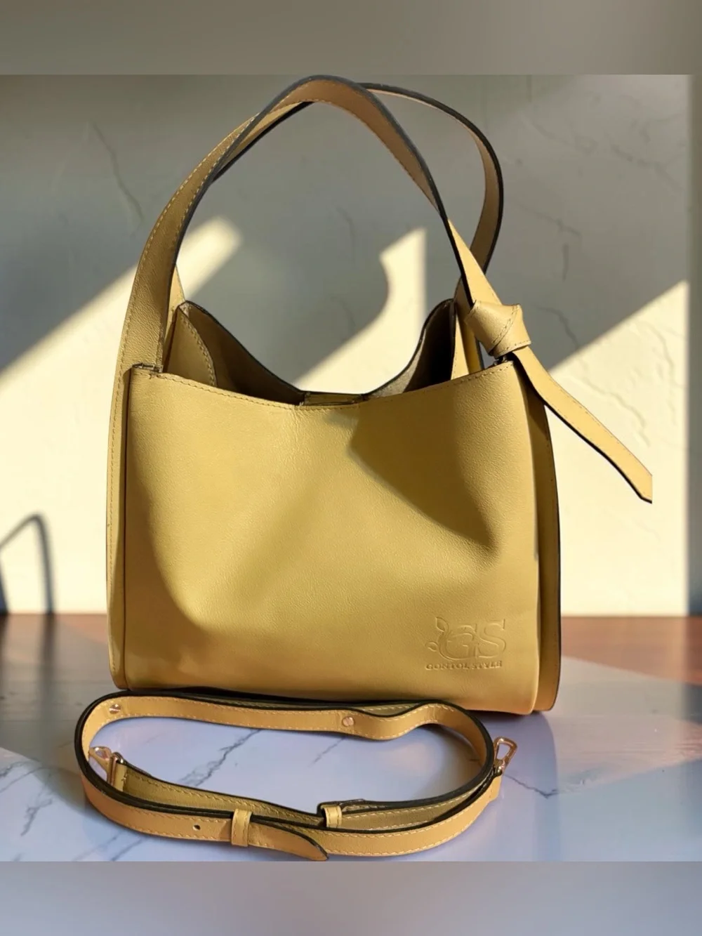 Mustard Yellow Leather Shoulder Bag